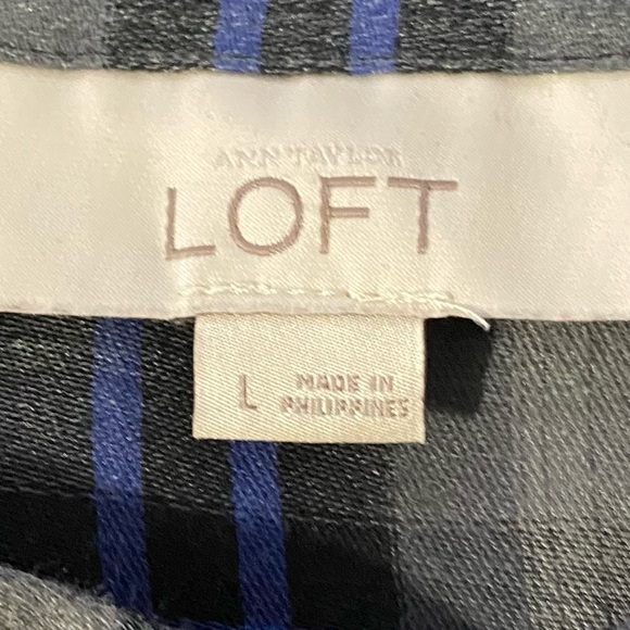 Loft Plaid Long Sleeve Blouse Size Large - Picture 10 of 13